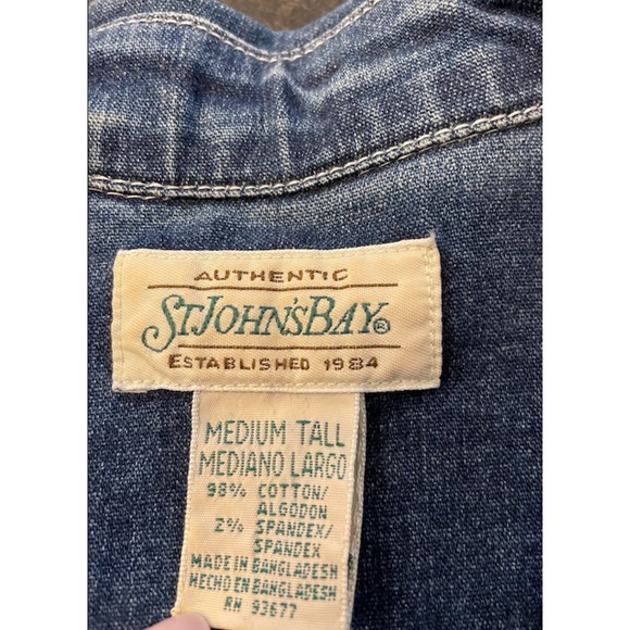 St. John's Bay Thick Stretchy Button Down Denim Shirt/Shacket- Sz MT - Picture 12 of 13